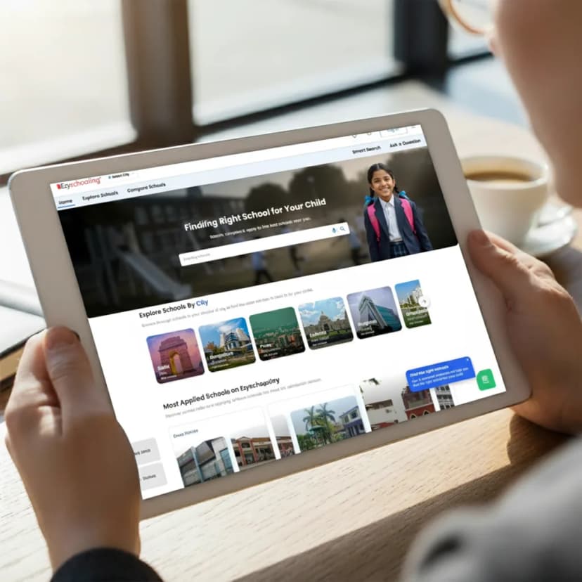 Happy students learning with technology in a modern classroom